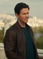 Mark Wahlberg Uncharted Brown Leather Jacket Closure Look