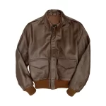 Bomber Leather Jacket Front View