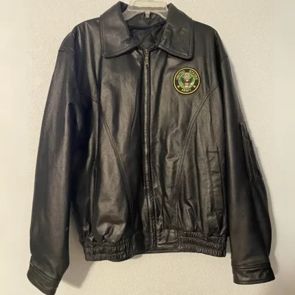 Men Black Leather jacket Front View