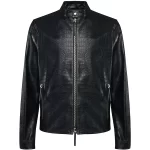 Premium Black Real Leather Jacket Front View