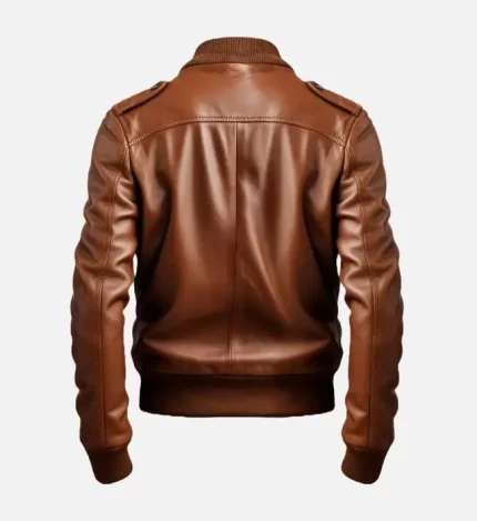 Bomber Leather Jacket Back View