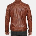 Brown Cafe Racer Leather Jacket Back View