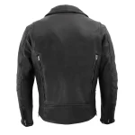 Black Leather Biker Jacket Back View