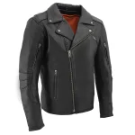 Black Leather Biker Jacket Front View
