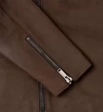 Men Dark Brown Biker Leather Jacket Front Texture