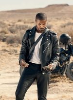 Michael B Jordon Biker Leather Jacket side view