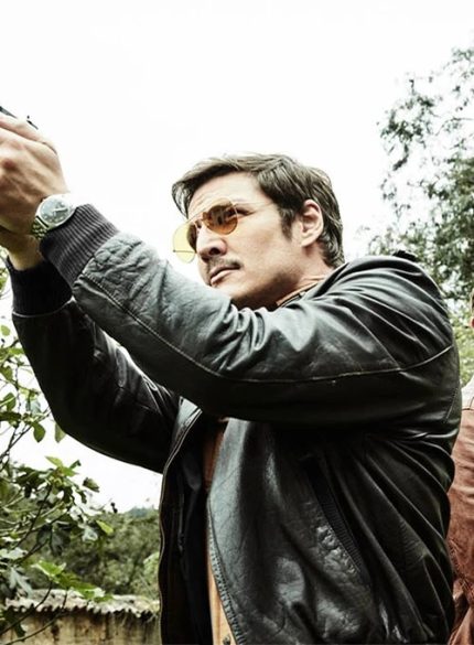 Pedro Pascal Narcos Season 2 Columbus Black Leather Jacket Side View