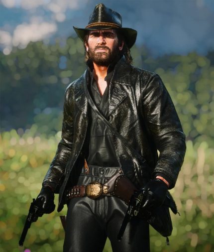 RDR2 Arthur Morgan Black Leather Blazer Front View