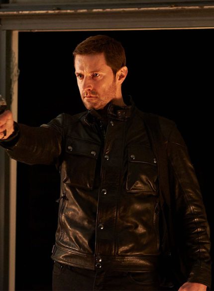 Richard Armitage Hannibal Season 3 Black Trucker Leather Jacket Side View