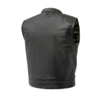 Roland Black Biker Leather Vest Back View