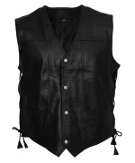 Walking Dead Daryl Dixon Angel Wings Black Leather Vest Front View