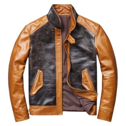 Brown Premium Leather Jacket Front View