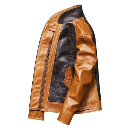 Brown Premium Leather Jacket Side View