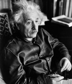 Albert Einstein Black Leather Jacket Front View