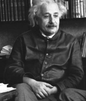 Albert Einstein Black Leather Jacket Side View