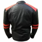 Classic Brando Black Leather Motorcycle Jacket Back View