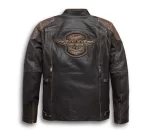 Harley Davidson Trostel Black Leather Jacket Back View