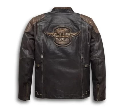Harley Davidson Trostel Black Leather Jacket Back View
