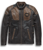 Harley Davidson Trostel Black Leather Jacket Front View