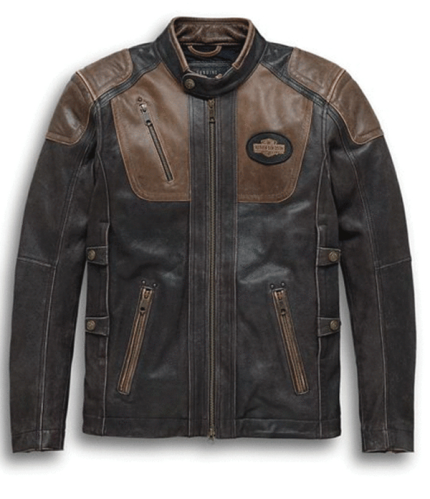 Harley Davidson Trostel Black Leather Jacket Front View