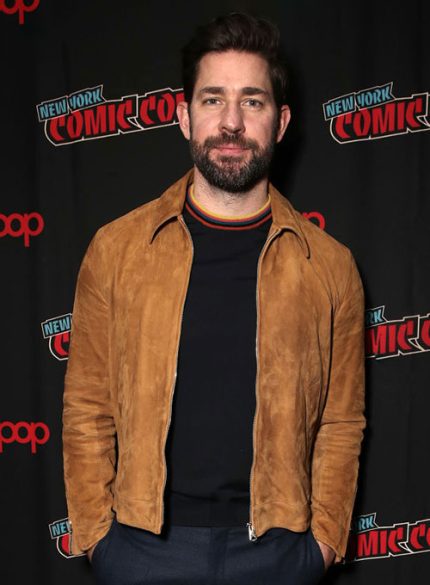 John Krasinski Brown Suede Leather Jacket Front View