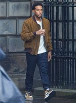 Ludacris Fast And Furious 9 Brown Suede Leather Jacket Closeup Details