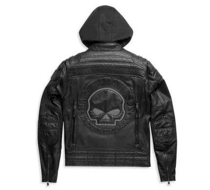 Men Auroral 3 in1 Black Leather Jacket Back View