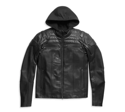 Men Auroral 3 in1 Black Leather Jacket Front View