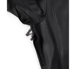 Men Black Leather Riding Jacket Closeup Details