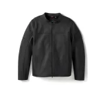 Men Black Leather Riding Jacket Front View