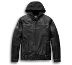 Men Swingarm 3 in 1 Black Leather Jacket Front View