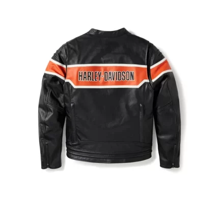 Men Trenton Black Leather Riding Jacket Back View