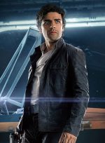 Oscar Isaac Ranchson Black Leather Trucker Jacket Side View