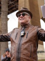 Steve Martin Brown Leather Trucker Jacket Side View