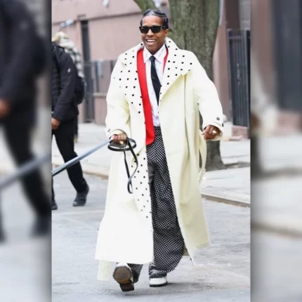A$AP Rocky NYC 2025 White Wool Coat Side View