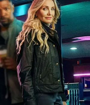 Back In Action 2025 Cameron Diaz Cotton Shearling Jacket Front View