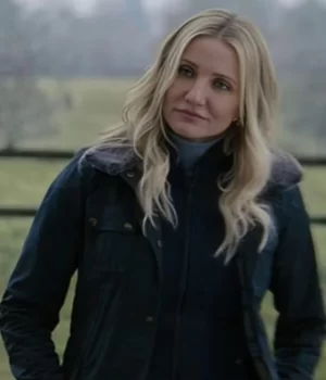 Back In Action 2025 Cameron Diaz Cotton Shearling Jacket Side View