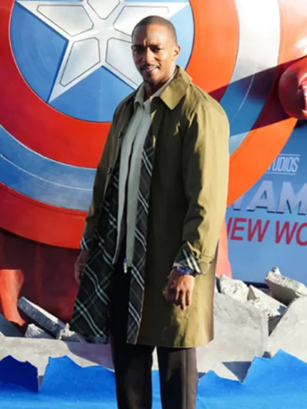 Captain America Brave New World 2025 Anthony Mackie Cotton Brown Coat Side View