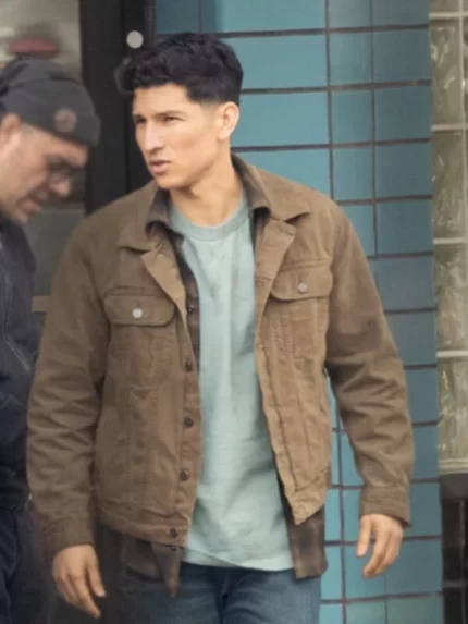 Captain America Brave New World 2025 Danny Ramirez Plain Brown Cotton Jacket Front View