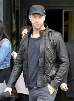 Chris Martin Mystical Black Leather Jacket Front View