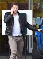 Chris Pratt Black Biker Leather Jacket Front View