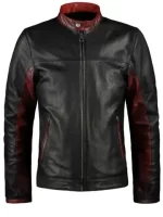 Black Leather Jacket Front View