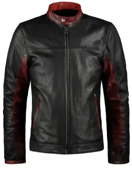 Black Leather Jacket Front View