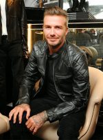 David Beckham Black Leather Jacket Closure Look