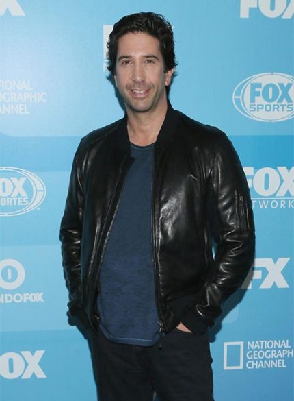 David Schwimmer Black Bomber Leather Jacket Front View
