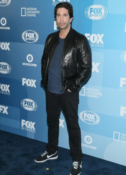 David Schwimmer Black Bomber Leather Jacket Side View