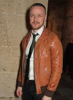 James McAvoy Brown Bomber Leather Jacket Front View