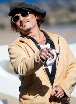 Johnny Depp Suede Brown Leather Jacket Closure Look