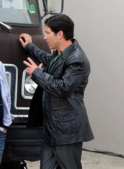 The Many Saints of Newark Jon Bernthal Black Leather trench Coat Side View