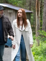 Morgan Kohan White Cotton Wool Trench Coat Front View